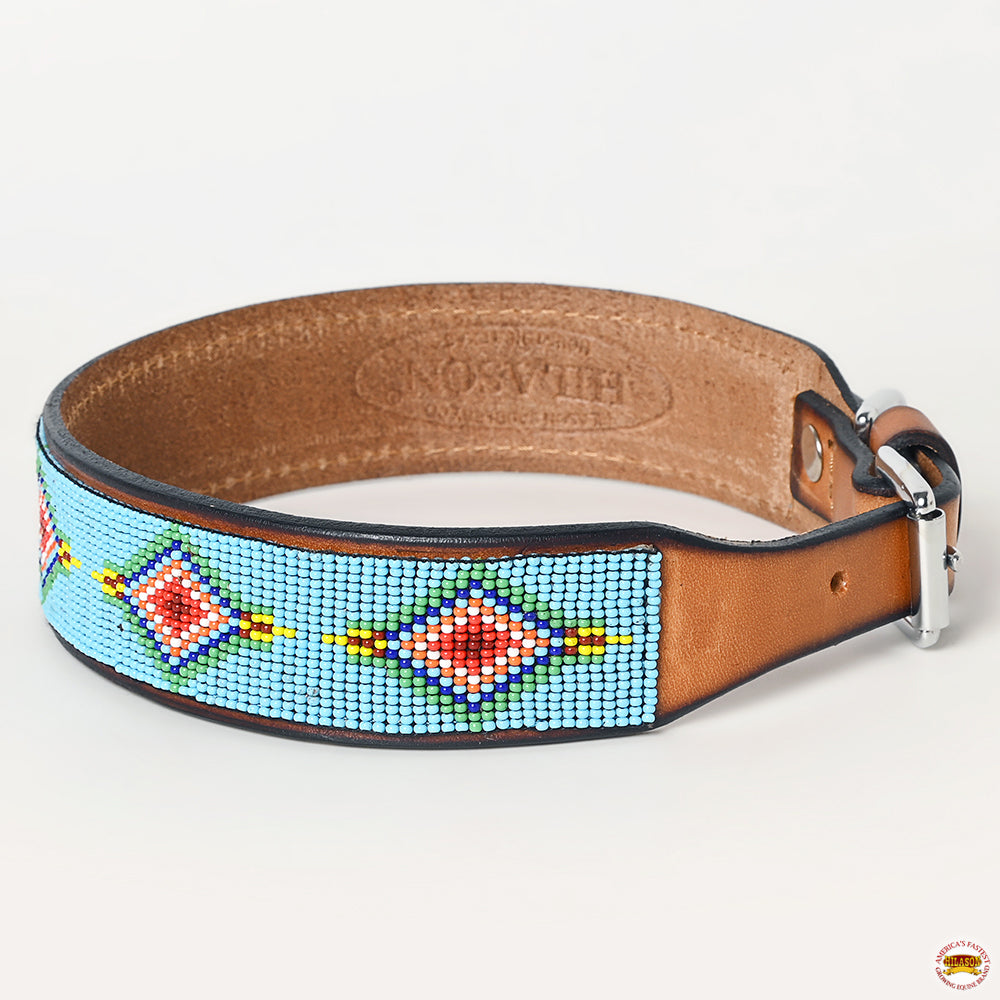 Hilason Western Style Heavy Duty Beaded American Leather Pet Dog Collar