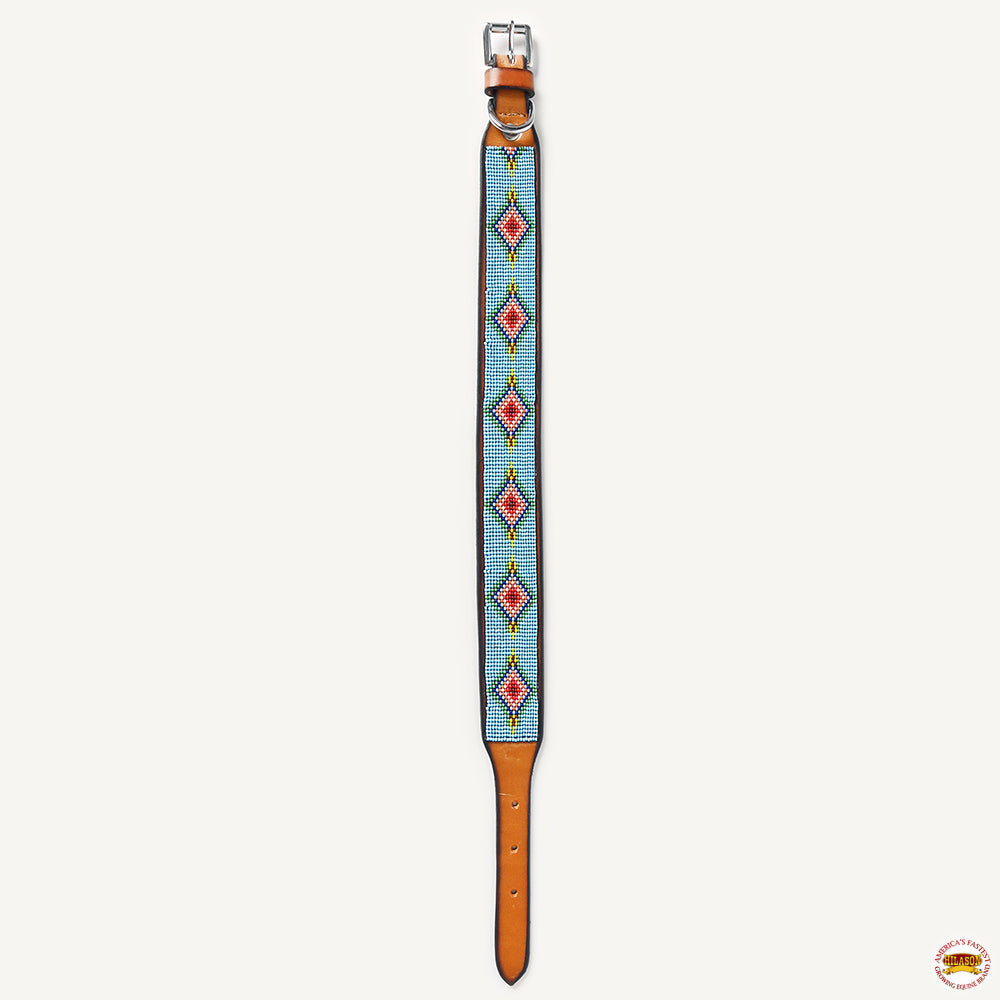 Hilason Western Style Heavy Duty Beaded American Leather Pet Dog Collar