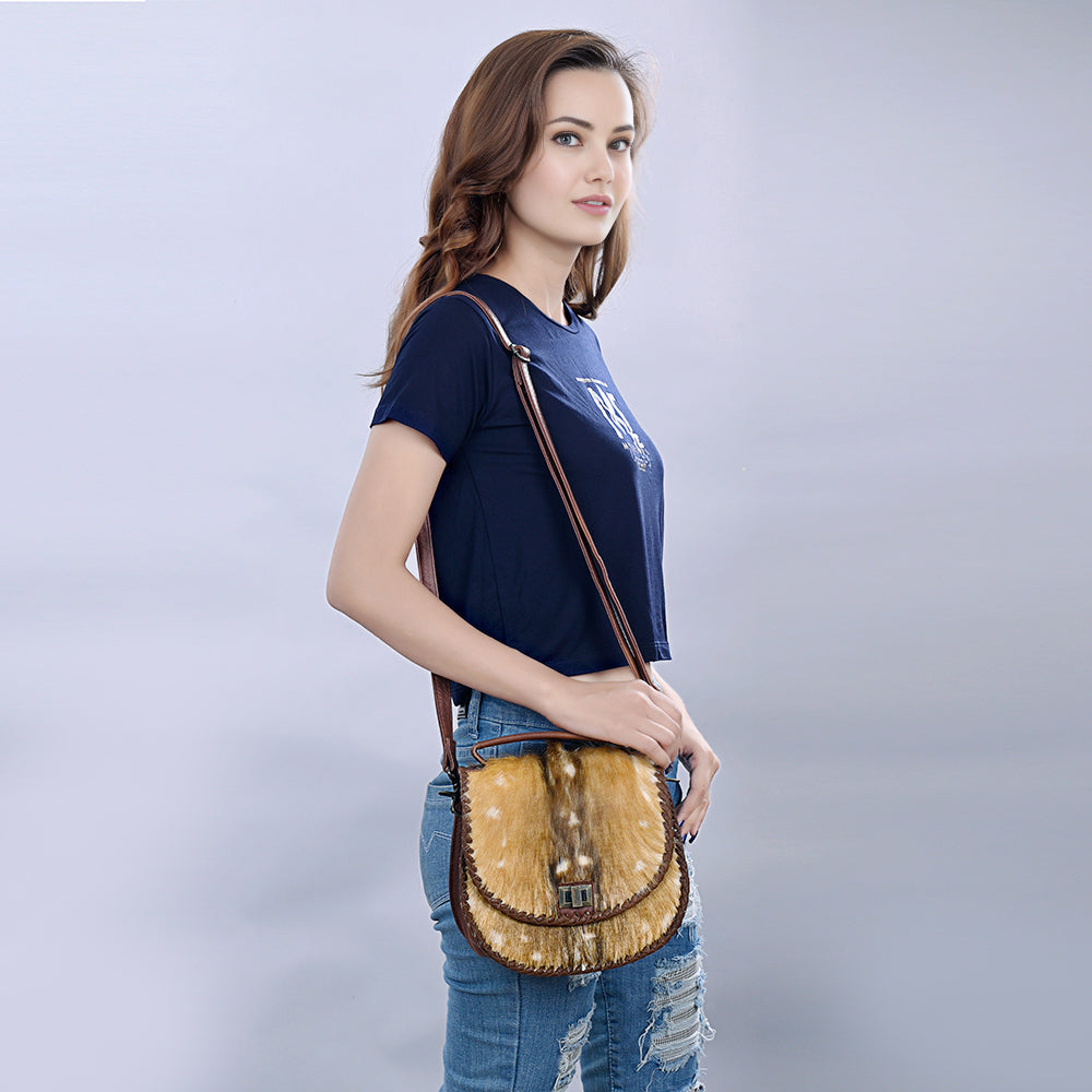 American Darling ADBG1221 Hand Tooled Hair-On Genuine Leather Women Bag Western Handbag Purse