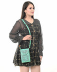 American Darling Cell Phone Holder Hand Tooled Genuine Leather Women Bag Western Handbag