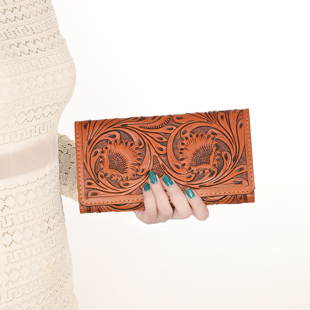 OHLAY WALLET Hand Tooled  Genuine Leather women bag western handbag purse