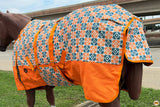 HILASON 1200D Winter Waterproof Horse Turnout Blanket Belly Wrap Floral Motif