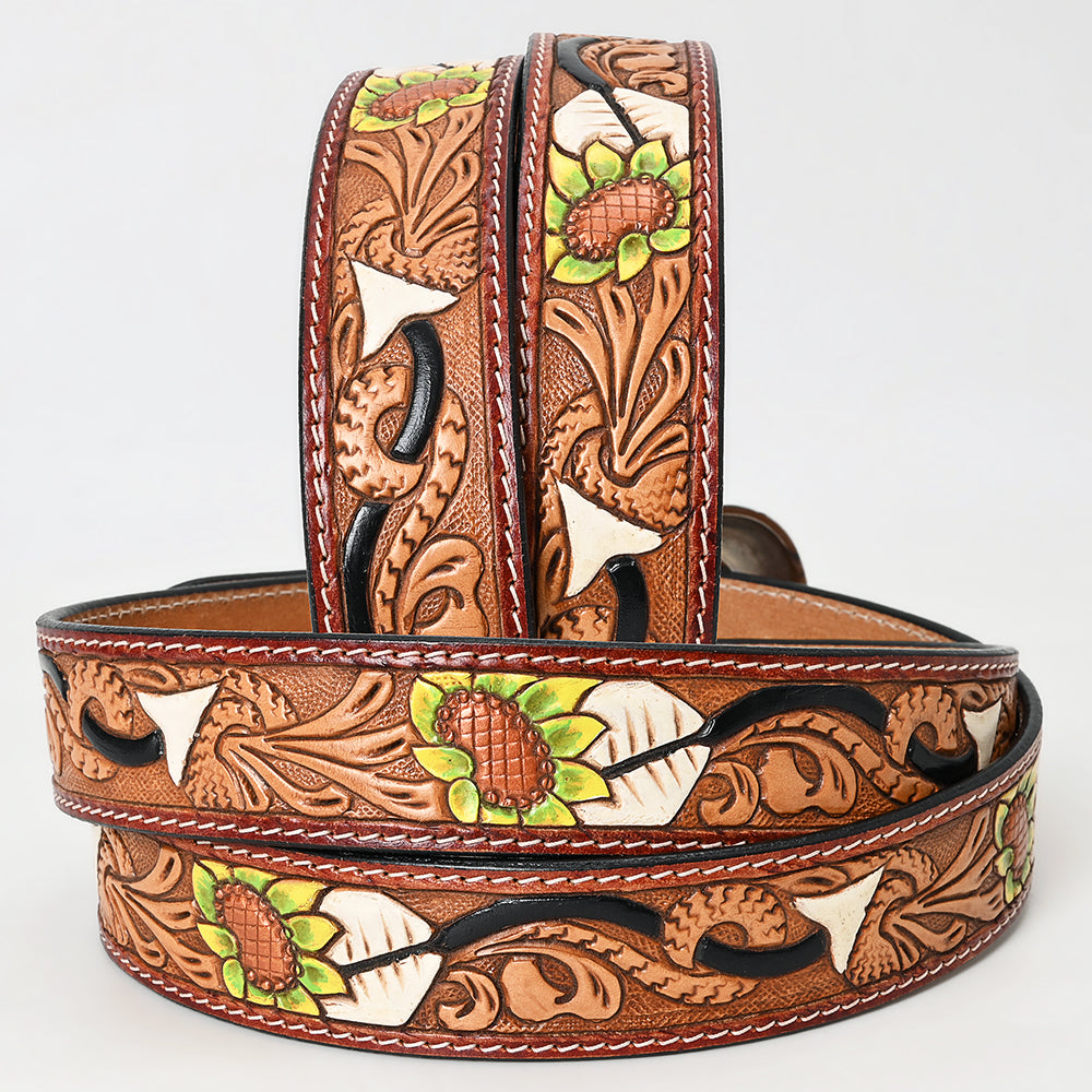 American Darling ADBLF121-L Beautifully Hand Tooled Genuine American Leather Belt Men and  Women