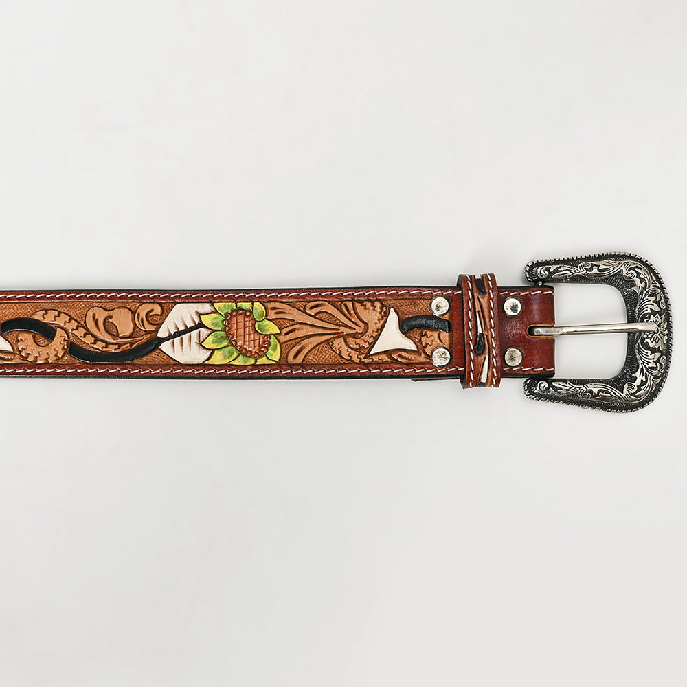 American Darling ADBLF121-L Beautifully Hand Tooled Genuine American Leather Belt Men and  Women