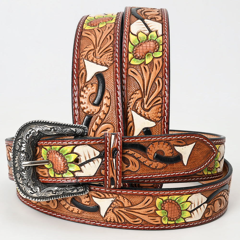 American Darling ADBLF121-L Beautifully Hand Tooled Genuine American Leather Belt Men and  Women