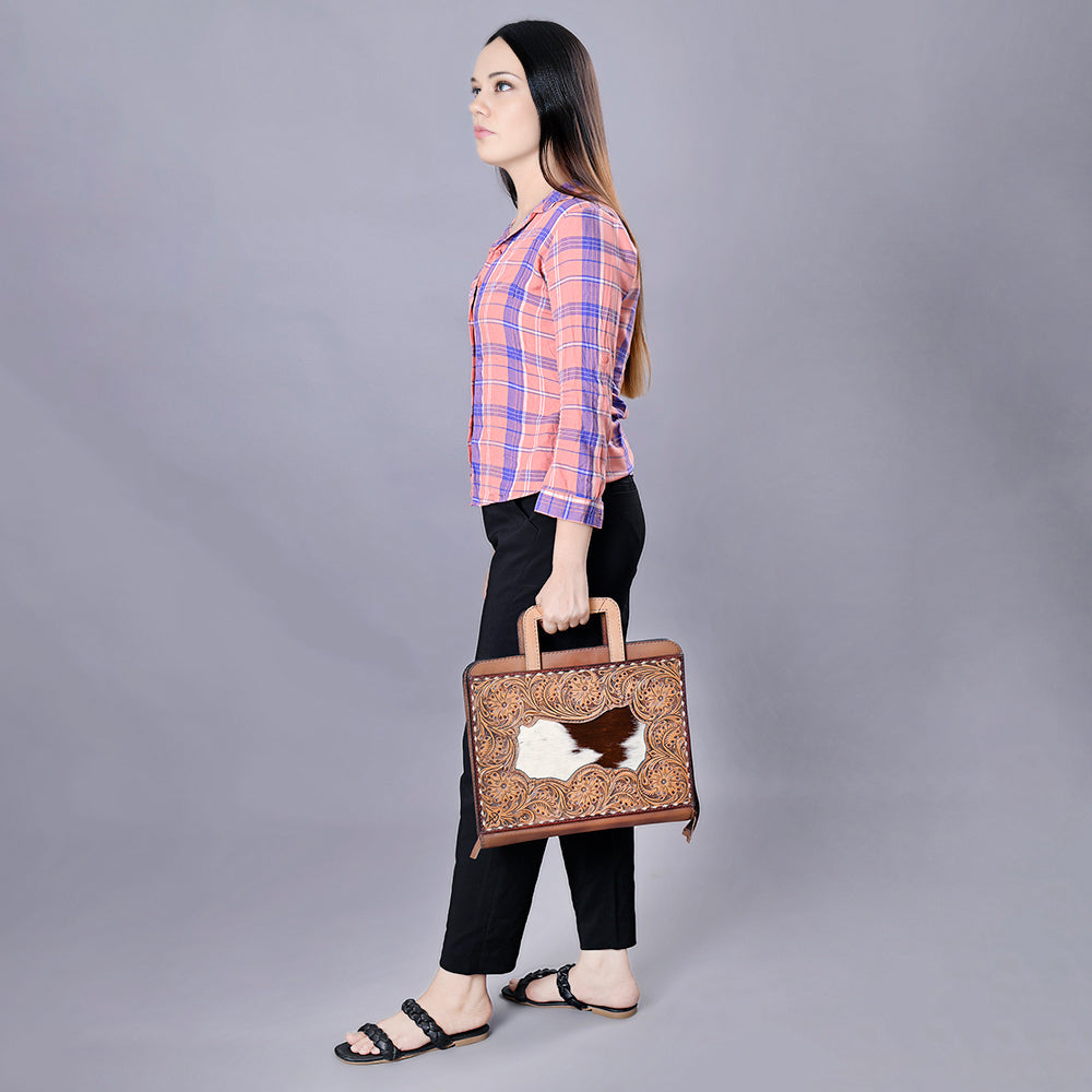 American Darling Briefcase Hand Tooled Genuine Leather Women Bag Western Handbag Purse
