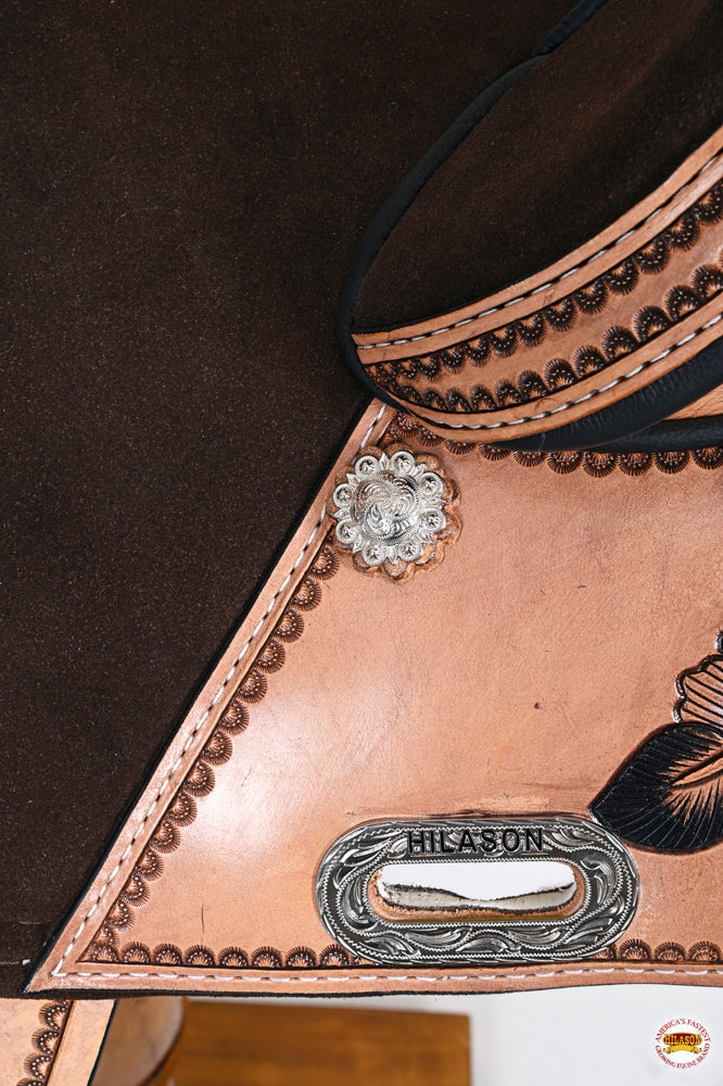 Hilason Western Horse Treeless Trail Barrel American Leather Saddle Tan