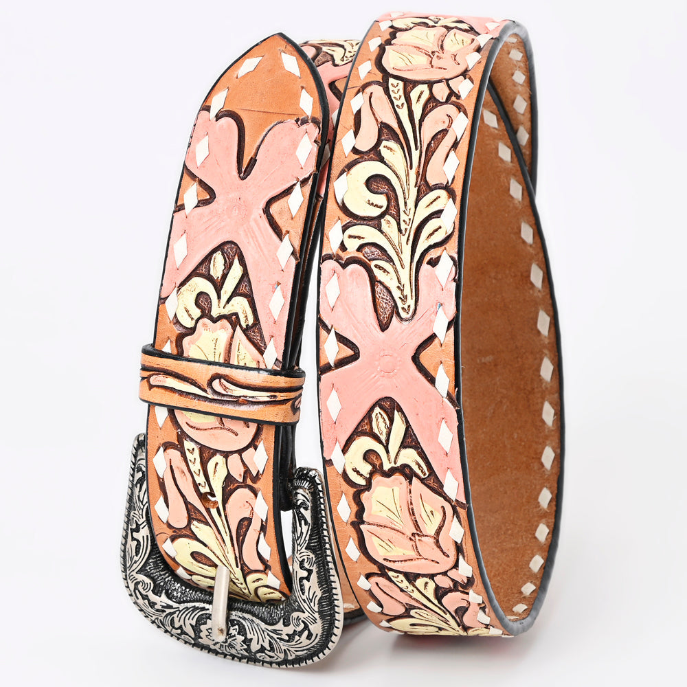 American Darling ADBLF213-L Beautifully Hand Tooled Genuine American Leather Belt Men and  Women