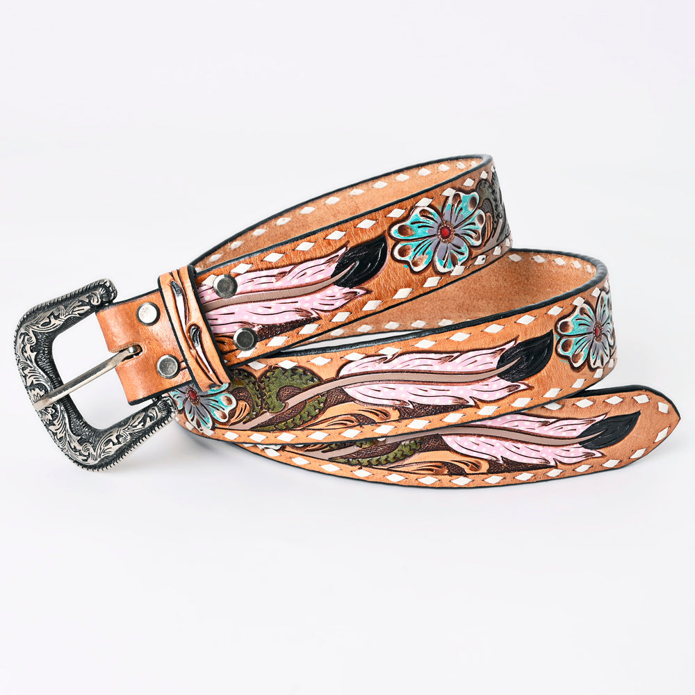 American Darling ADBLF152-L Beautifully Hand Tooled Genuine American Leather Belt Men and  Women