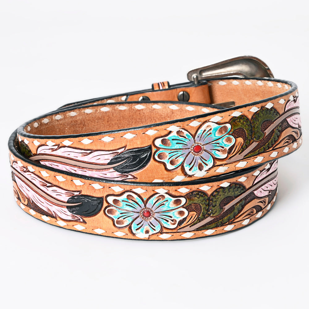 American Darling ADBLF152-L Beautifully Hand Tooled Genuine American Leather Belt Men and  Women