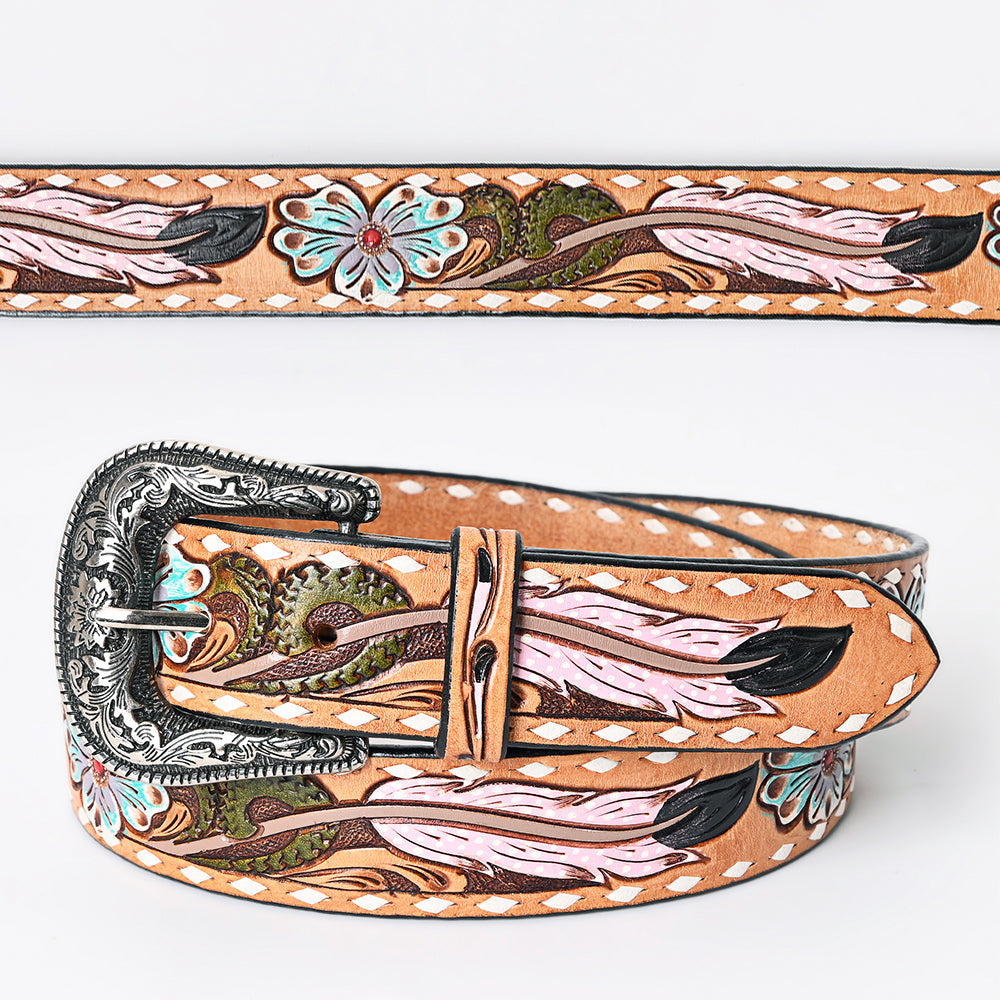 American Darling ADBLF152-L Beautifully Hand Tooled Genuine American Leather Belt Men and  Women