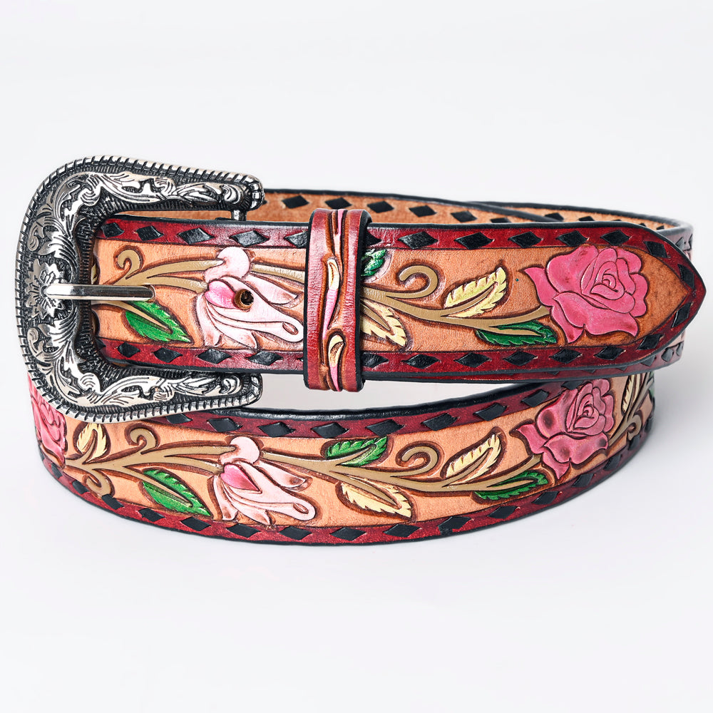 American Darling ADBLF167-L Beautifully Hand Tooled Genuine American Leather Belt Men and  Women