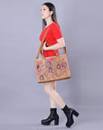 American Darling Briefcase Hand Tooled Genuine Leather Women Bag Western Handbag Purse