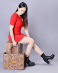 American Darling Briefcase Hand Tooled Genuine Leather Women Bag Western Handbag Purse