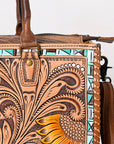 American Darling Briefcase Hand Tooled Genuine Leather Women Bag Western Handbag Purse