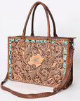 American Darling Briefcase Hand Tooled Genuine Leather Women Bag Western Handbag Purse