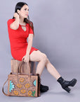 American Darling Briefcase Hand Tooled Genuine Leather Women Bag Western Handbag Purse