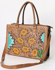 American Darling Briefcase Hand Tooled Genuine Leather Women Bag Western Handbag Purse