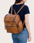 American Darling ADBG1250 Crocodile Embossed Genuine Leather Women Bag Western Handbag Purse