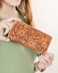 American Darling Wallet Hand Tooled Genuine Leather Women Bag Western Handbag Purse