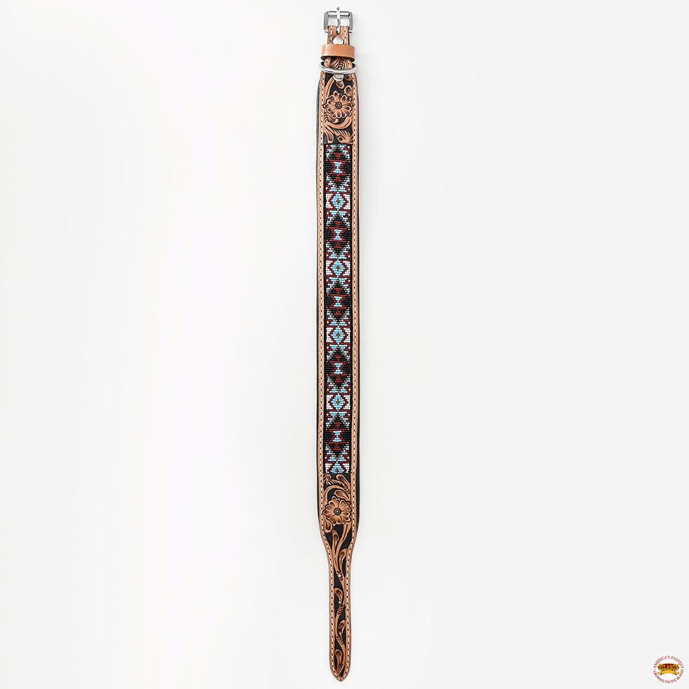 Hilason Western Style Heavy Duty Beaded American Leather Pet Dog Collar
