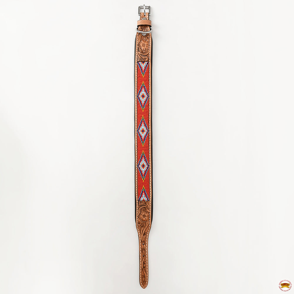 Hilason Western Style Heavy Duty Beaded American Leather Pet Dog Collar