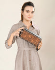 American Darling Hand Tooled Hair On Genuine Leather Women Bag Western Handbag Purse