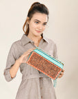 American Darling Hand Tooled Hair On Genuine Leather Women Bag Western Handbag Purse