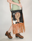 American Darling ADBG1299 Hand Tooled Hair-On Genuine Leather Women Bag Western Handbag Purse