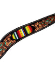 Hilason Horse Floral Hand Carved American Leather Breast Collar Headstall Beaded Brown