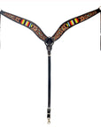 Hilason Horse Floral Hand Carved American Leather Breast Collar Headstall Beaded Brown