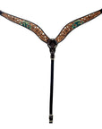 Hilason Horse Floral Hand Painted American Leather Breast Collar Headstall Cactus Brown