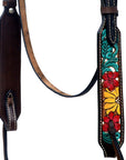 Hilason Horse Floral Hand Painted American Leather Breast Collar Headstall Brown