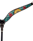 Hilason Horse Floral Hand Painted American Leather Breast Collar Headstall Brown