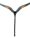 Hilason Horse Floral Hand Painted American Leather Breast Collar Headstall Brown