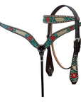Hilason Horse Floral Hand Carved American Leather Breast Collar Headstall Brown