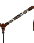 Hilason Horse Leaf Hand Carved American Leather Breast Collar Headstall Brown Beaded Work