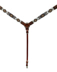 Hilason Horse Leaf Hand Carved American Leather Breast Collar Headstall Brown Beaded Work