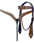 Hilason Horse Floral Hand Carved American Leather Breast Collar Headstall Brown