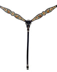 Hilason Horse Floral Hand Painted American Leather Breast Collar Headstall Brown