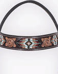 Hilason Horse Floral Hand Carved American Leather Breast Collar Headstall W/ Beaded Work Brown