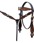 Hilason Horse Floral Hand Painted American Leather Breast Collar Headstall Concho Brown