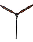 Hilason Horse Floral Hand Painted American Leather Breast Collar Headstall Concho Brown