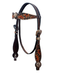 Hilason Horse Floral Hand Painted American Leather Breast Collar Headstall Concho Brown