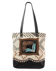 Ohlay Bags OHV113 Tote Hand Tooled Upcycled Canvas Genuine Leather Women Bag Western Handbag Purse