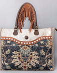 OHLAY WEEKENDER Upcycled Canvas Hair-on Genuine Leather women bag western handbag purse