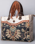 OHLAY WEEKENDER Upcycled Canvas Hair-on Genuine Leather women bag western handbag purse