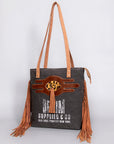 OHLAY OHV122 HOBO Upcycled Canvas Hair-on Genuine Leather women bag western handbag purse