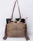 OHLAY OHV124 HOBO Upcycled Canvas Embossed Hair-on Genuine Leather women bag western handbag purse