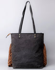 OHLAY OHV125 HOBO Upcycled Canvas Embossed  Genuine Leather women bag western handbag purse